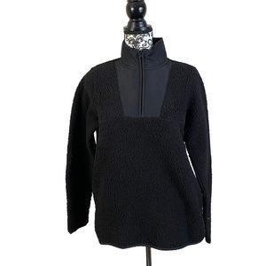 St. John's Bay | Black Sherpa Mock Neck Long Sleeve Quarter-Zip Pullover Small